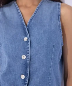 New Sapphire Denim Waistcoat Blue Wash