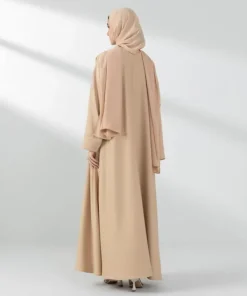 Best Sapphire Double Layered Abaya Set Beige