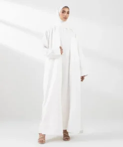 Fashion Sapphire Double Layered Abaya Set White