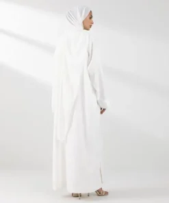 Fashion Sapphire Double Layered Abaya Set White