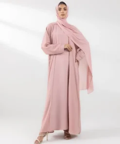Fashion Sapphire Double Layered Abaya Set Pink