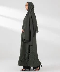 Outlet Sapphire Embroidered Abaya Set olive