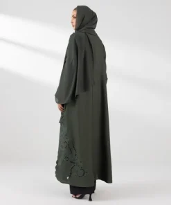 Outlet Sapphire Embroidered Abaya Set olive
