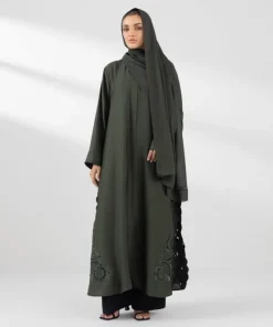 Outlet Sapphire Embroidered Abaya Set olive