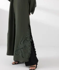Outlet Sapphire Embroidered Abaya Set olive