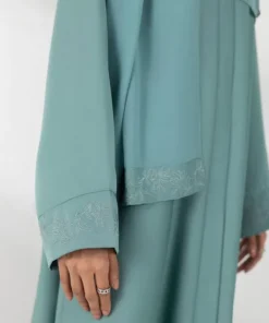 Online Sapphire Embroidered Abaya Set Aqua