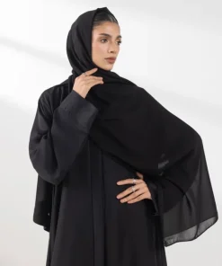 Hot Sapphire Embroidered Abaya Set Black