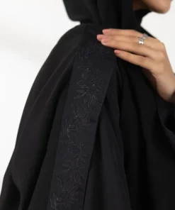 Hot Sapphire Embroidered Abaya Set Black