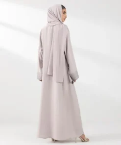 Hot Sapphire Embroidered Abaya Set Beige