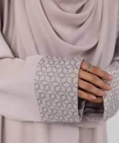 Hot Sapphire Embroidered Abaya Set Beige