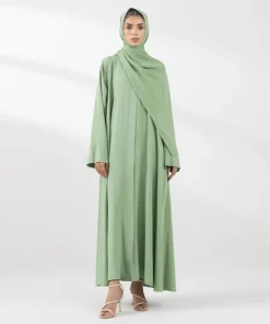 New Sapphire Embroidered Arabic Lawn Abaya Light Green