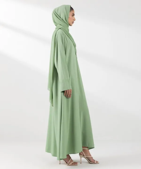 New Sapphire Embroidered Arabic Lawn Abaya Light Green