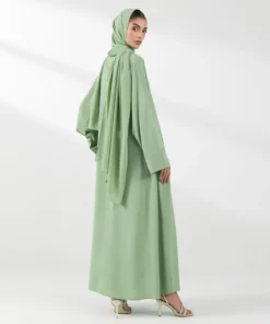New Sapphire Embroidered Arabic Lawn Abaya Light Green