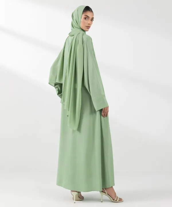 New Sapphire Embroidered Arabic Lawn Abaya Light Green