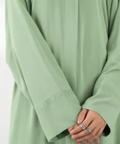 New Sapphire Embroidered Arabic Lawn Abaya Light Green