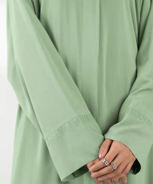 New Sapphire Embroidered Arabic Lawn Abaya Light Green
