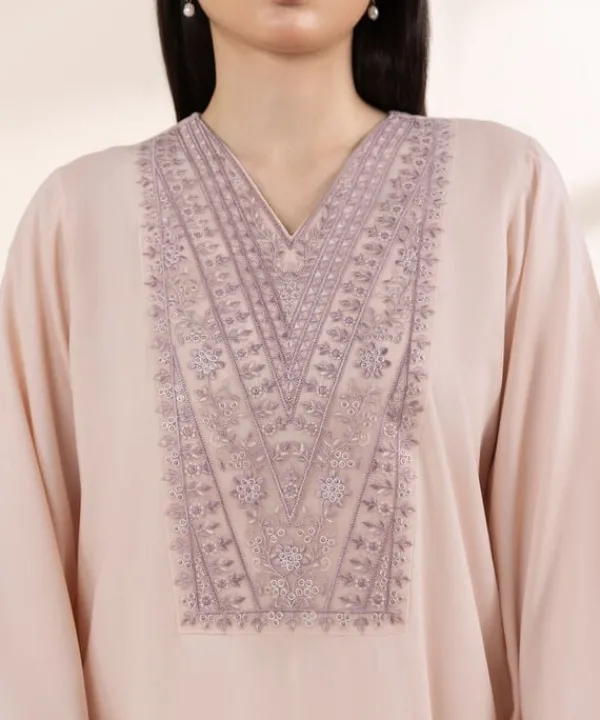 Hot Sapphire Embroidered Arabic Lawn Shirt