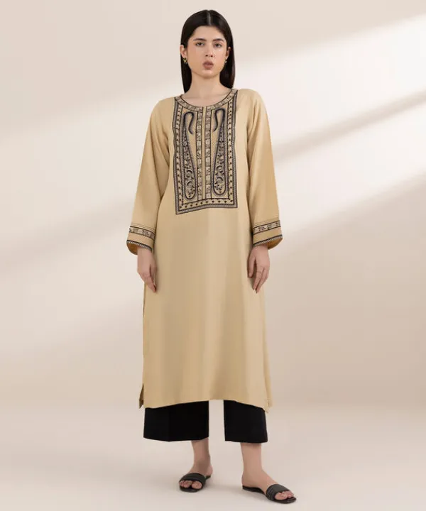 Fashion Sapphire Embroidered Arabic Lawn Shirt