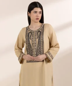 Fashion Sapphire Embroidered Arabic Lawn Shirt