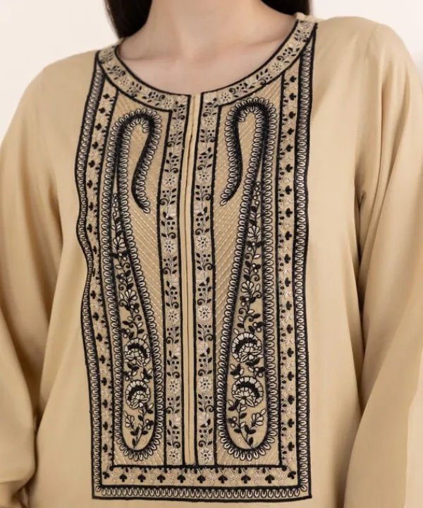 Fashion Sapphire Embroidered Arabic Lawn Shirt