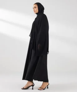 Outlet Sapphire Embroidered Button Through Abaya black