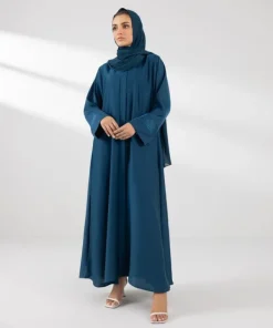 New Sapphire Embroidered Button Through Abaya zink