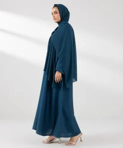 New Sapphire Embroidered Button Through Abaya zink