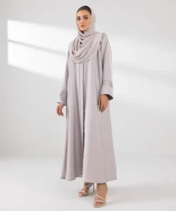 Outlet Sapphire Embroidered Button Through Abaya grey