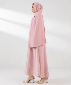 Best Sapphire Embroidered Button Through Abaya Set pink