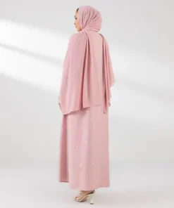 Best Sapphire Embroidered Button Through Abaya Set pink