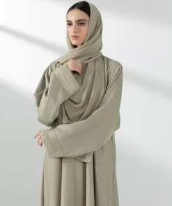 Online Sapphire Embroidered Button Through Abaya Set