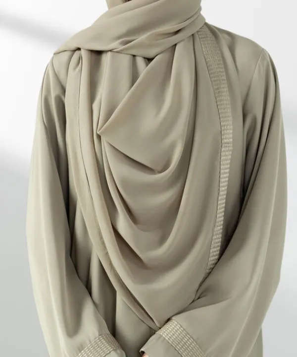 Online Sapphire Embroidered Button Through Abaya Set