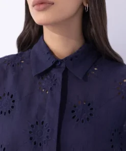 Discount Sapphire Embroidered Button Through Shirt Navy Blue