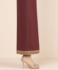 New Sapphire Embroidered Cambric Flared Pants Maroon
