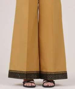 Hot Sapphire Embroidered Cambric Flared Pants