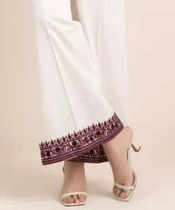 Outlet Sapphire Embroidered Cambric Flared Pants White