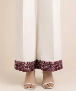 Outlet Sapphire Embroidered Cambric Flared Pants White