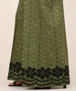 Discount Sapphire Embroidered Cambric Flared Pants Green