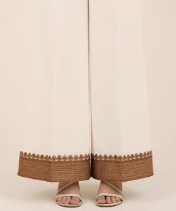 Online Sapphire Embroidered Cambric Flared Pants Beige