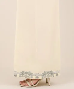 Discount Sapphire Embroidered Cambric Flared Pants Beige
