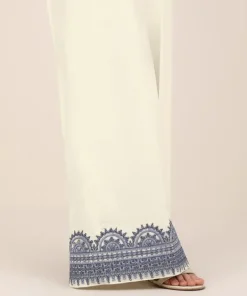 Sale Sapphire Embroidered Cambric Flared Pants White