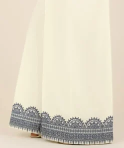 Sale Sapphire Embroidered Cambric Flared Pants White