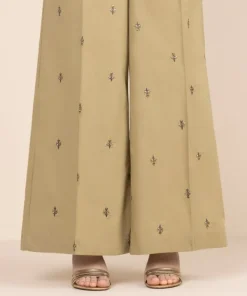 Fashion Sapphire Embroidered Cambric Flared Pants Green