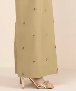Fashion Sapphire Embroidered Cambric Flared Pants Green