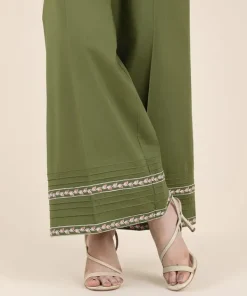 Best Sapphire Embroidered Cambric Flared Pants Green