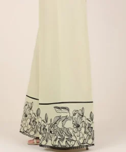 Hot Sapphire Embroidered Cambric Flared Pants Beige