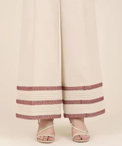 New Sapphire Embroidered Cambric Flared Pants Beige