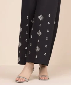 New Sapphire Embroidered Cambric Flared Pants Black