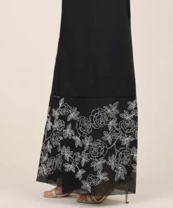 Best Sapphire Embroidered Cambric Flared Pants Black