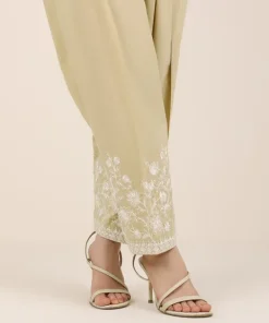Clearance Sapphire Embroidered Cambric Shalwar Beige